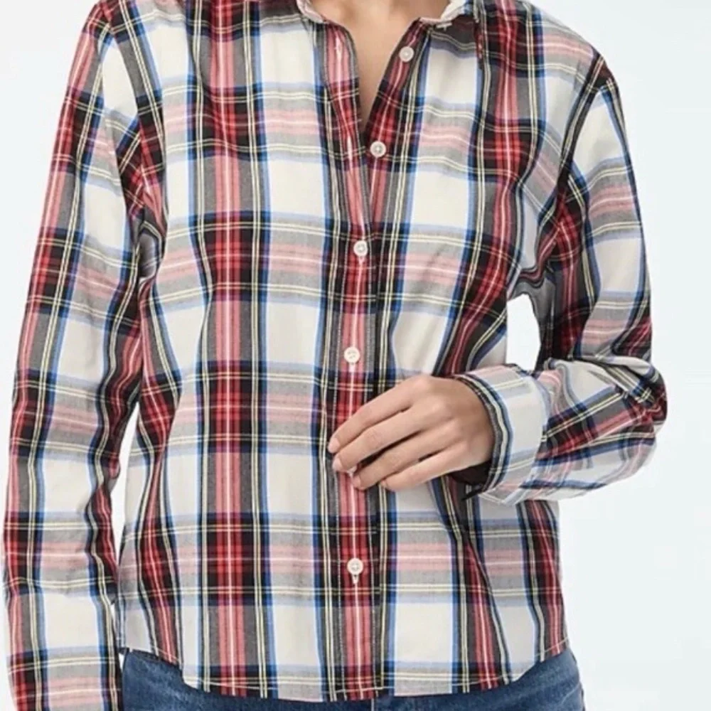 NWT J. Crew Women’s Holiday Tartan Plaid Button Down Shirt Size 2X